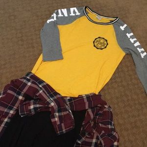 PINK 3/4 sleeve baseball tee